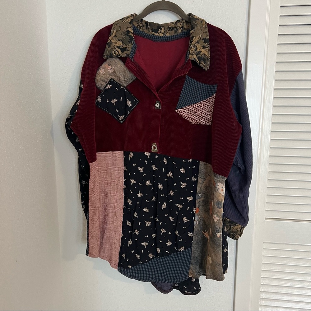 Patchwork Button-Up Shirt